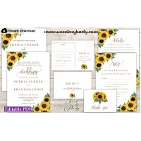 Sunflowers Invitation suite template,Sunflowers invitation set, (143)